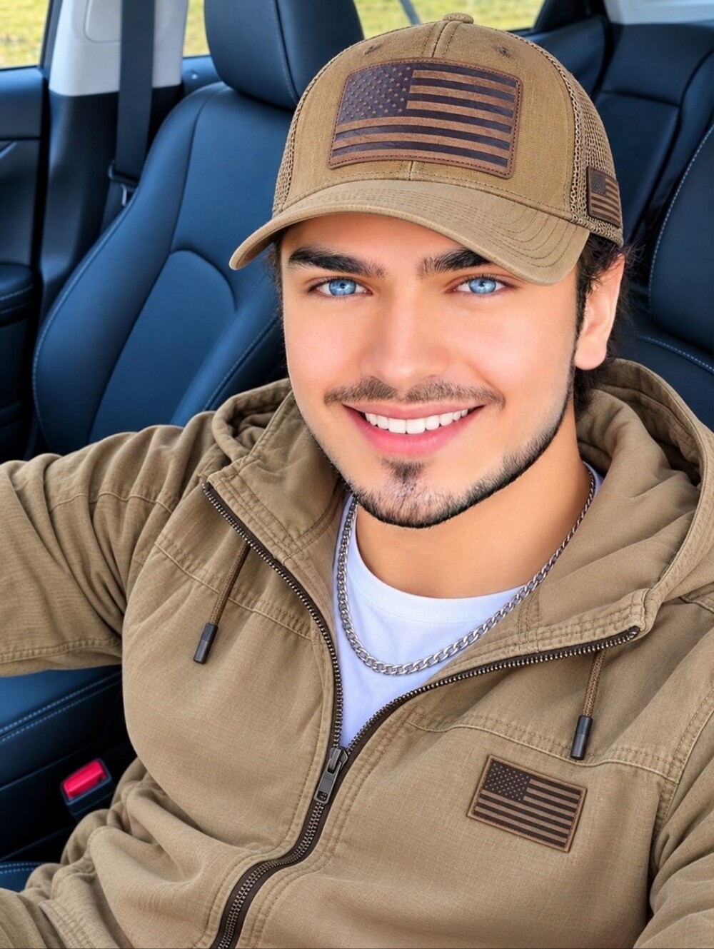 Runs Deep Tactical USA Adjustable Sports  Hat American Flag Brown Snapback
